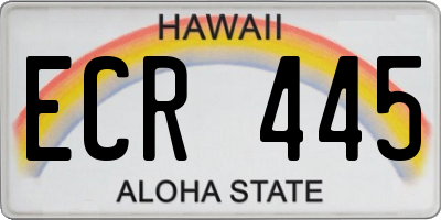 HI license plate ECR445