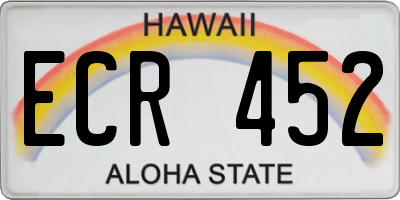 HI license plate ECR452