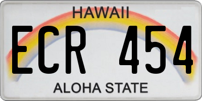 HI license plate ECR454