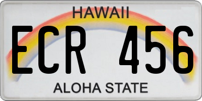 HI license plate ECR456