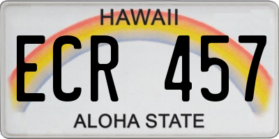 HI license plate ECR457