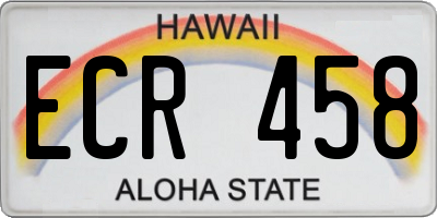 HI license plate ECR458