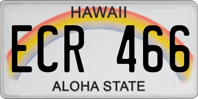 HI license plate ECR466