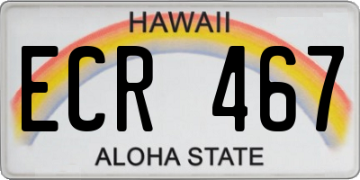 HI license plate ECR467