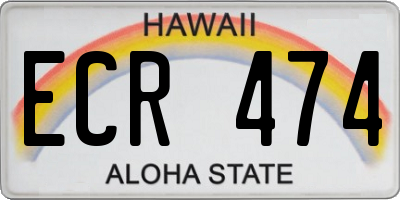 HI license plate ECR474