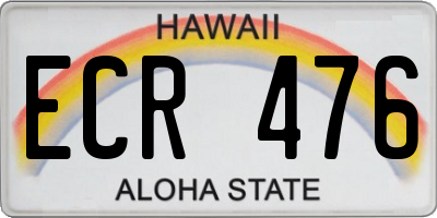 HI license plate ECR476