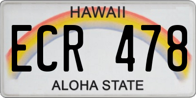 HI license plate ECR478