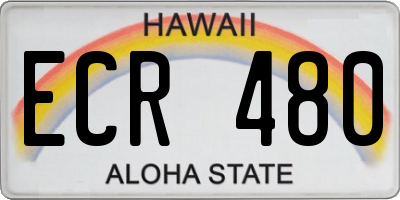 HI license plate ECR480