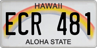 HI license plate ECR481