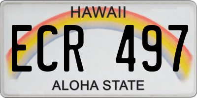 HI license plate ECR497