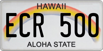 HI license plate ECR500