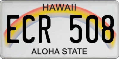 HI license plate ECR508