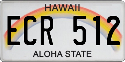 HI license plate ECR512