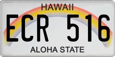 HI license plate ECR516