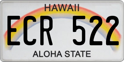 HI license plate ECR522