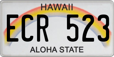 HI license plate ECR523