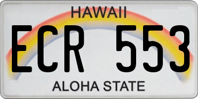 HI license plate ECR553