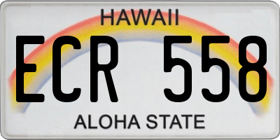 HI license plate ECR558