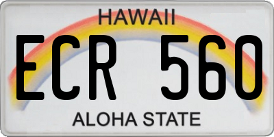 HI license plate ECR560
