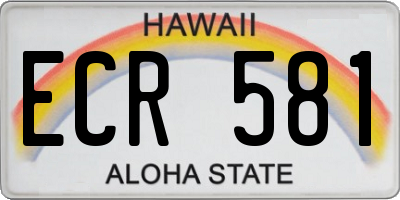 HI license plate ECR581