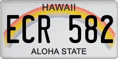 HI license plate ECR582