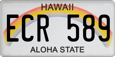 HI license plate ECR589