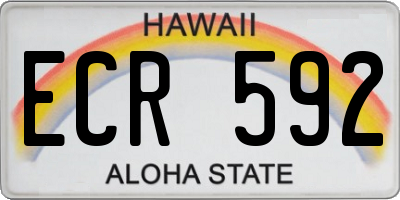 HI license plate ECR592