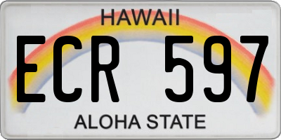 HI license plate ECR597
