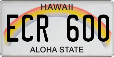 HI license plate ECR600