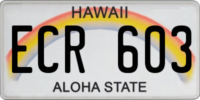 HI license plate ECR603