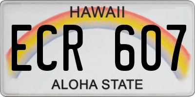 HI license plate ECR607