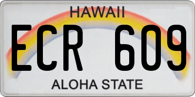 HI license plate ECR609