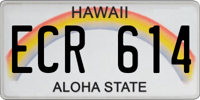 HI license plate ECR614