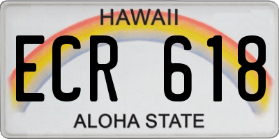 HI license plate ECR618