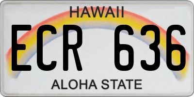 HI license plate ECR636