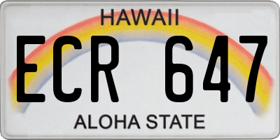 HI license plate ECR647