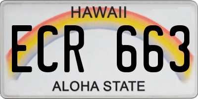 HI license plate ECR663