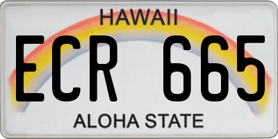 HI license plate ECR665