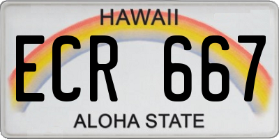 HI license plate ECR667