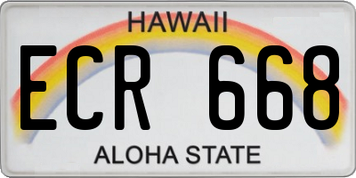 HI license plate ECR668