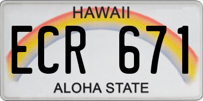 HI license plate ECR671