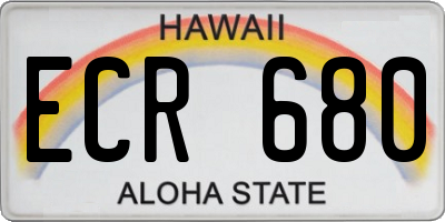 HI license plate ECR680