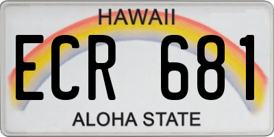 HI license plate ECR681