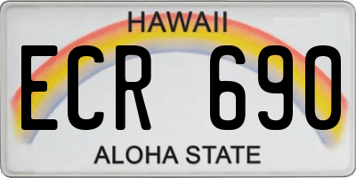 HI license plate ECR690
