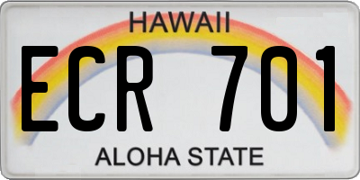 HI license plate ECR701