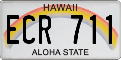HI license plate ECR711