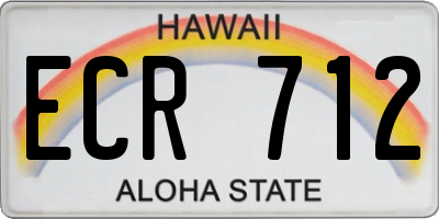 HI license plate ECR712