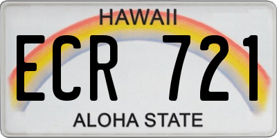 HI license plate ECR721