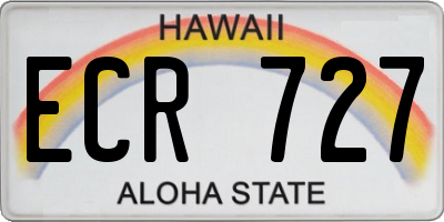 HI license plate ECR727