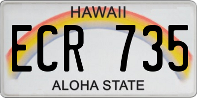 HI license plate ECR735